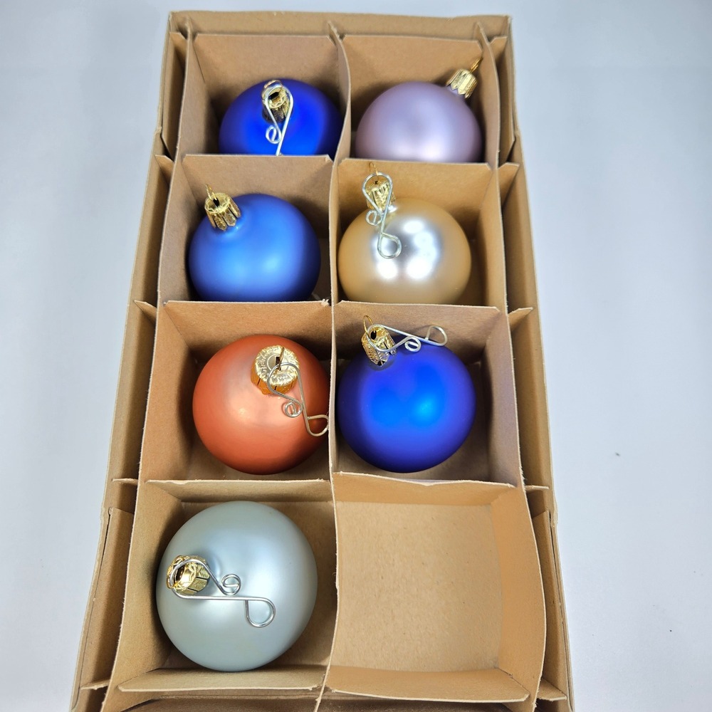 Vintage‎ S & H Germany Kurt Adler Frosted Pearlized Christmas Ball Ornaments Box